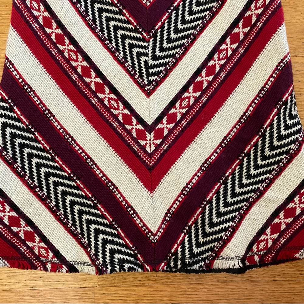 Zara Woman Mixed Pattern Chevron Fringe Hem A-line Midi Skirt - Picture 3 of 4